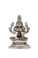 Brass Silver Coated Ganesh Laxmi Saraswati Idols - Detailed Carving - 3.15 Inch - Image 19