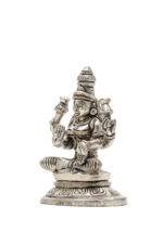 Brass Silver Coated Ganesh Laxmi Saraswati Idols - Detailed Carving - 3.15 Inch - Image 18