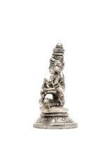 Brass Silver Coated Ganesh Laxmi Saraswati Idols - Detailed Carving - 3.15 Inch - Image 17