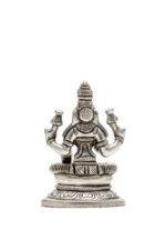 Brass Silver Coated Ganesh Laxmi Saraswati Idols - Detailed Carving - 3.15 Inch - Image 15