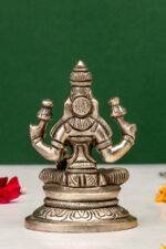 Brass Silver Coated Ganesh Laxmi Saraswati Idols - Detailed Carving - 3.15 Inch - Image 9