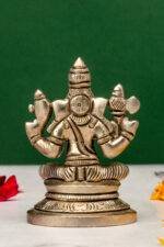 Brass Silver Coated Ganesh Laxmi Saraswati Idols - Detailed Carving - 3.15 Inch - Image 5