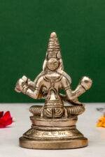 Brass Silver Coated Ganesh Laxmi Saraswati Idols - Detailed Carving - 3.15 Inch - Image 31