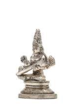 Brass Silver Coated Ganesh Laxmi Saraswati Idols - Detailed Carving - 3.15 Inch - Image 26