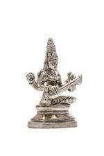 Brass Silver Coated Ganesh Laxmi Saraswati Idols - Detailed Carving - 3.15 Inch - Image 25