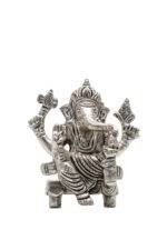 Brass Silver Coated Ganesh Laxmi Saraswati Idols - On Chowki - 3.15 Inch - Image 23
