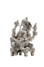 Brass Silver Coated Ganesh Laxmi Saraswati Idols - On Chowki - 3.15 Inch - Image 22