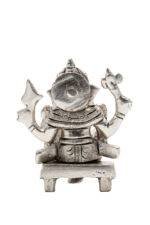 Brass Silver Coated Ganesh Laxmi Saraswati Idols - On Chowki - 3.15 Inch - Image 20