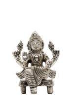 Brass Silver Coated Ganesh Laxmi Saraswati Idols - On Chowki - 3.15 Inch - Image 19