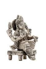 Brass Silver Coated Ganesh Laxmi Saraswati Idols - On Chowki - 3.15 Inch - Image 17