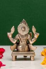 Brass Silver Coated Ganesh Laxmi Saraswati Idols - On Chowki - 3.15 Inch - Image 10