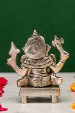 Brass Silver Coated Ganesh Laxmi Saraswati Idols - On Chowki - 3.15 Inch - Image 6
