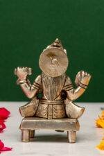 Brass Silver Coated Ganesh Laxmi Saraswati Idols - On Chowki - 3.15 Inch - Image 32