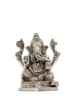 Brass Silver Coated Ganesh Laxmi Saraswati Idols - Detailed Carving - 3.5 Inch - Image 20
