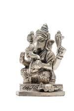 Brass Silver Coated Ganesh Laxmi Saraswati Idols - Detailed Carving - 3.5 Inch - Image 19