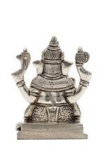Brass Silver Coated Ganesh Laxmi Saraswati Idols - Detailed Carving - 3.5 Inch - Image 17