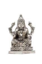 Brass Silver Coated Ganesh Laxmi Saraswati Idols - Detailed Carving - 3.5 Inch - Image 16
