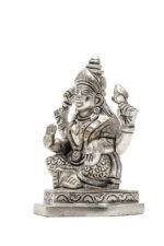 Brass Silver Coated Ganesh Laxmi Saraswati Idols - Detailed Carving - 3.5 Inch - Image 15