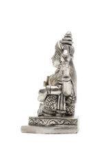 Brass Silver Coated Ganesh Laxmi Saraswati Idols - Detailed Carving - 3.5 Inch - Image 14