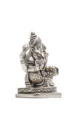 Brass Silver Coated Ganesh Laxmi Saraswati Idols - Detailed Carving - 3.5 Inch - Image 13
