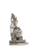 Brass Silver Coated Ganesh Laxmi Saraswati Idols - Detailed Carving - 3.5 Inch - Image 12