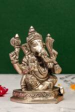 Brass Silver Coated Ganesh Laxmi Saraswati Idols - Detailed Carving - 3.5 Inch - Image 34