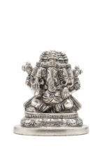 Brass Silver Coated Superfine Punchmukhi Ganesh Idol - 3.35 Inch - Image 7