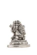 Brass Silver Coated Superfine Punchmukhi Ganesh Idol - 3.35 Inch - Image 5