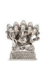 Brass Silver Coated Superfine Punchmukhi Ganesh Idol - 4.35 Inch - Image 7