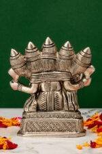 Brass Silver Coated Superfine Punchmukhi Ganesh Idol - 4.35 Inch - Image 3