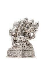 Brass Silver Coated Superfine Punchmukhi Ganesh Idol - 4.35 Inch - Image 6