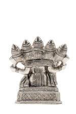Brass Silver Coated Superfine Punchmukhi Ganesh Idol - 4.35 Inch - Image 8