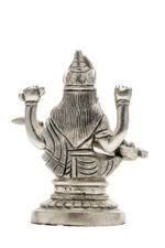 Brass Silver Coated Ganesh Laxmi Saraswati Idols - Detailed Carving - 4.65 Inch - Image 19