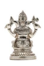 Brass Silver Coated Ganesh Laxmi Saraswati Idols - Detailed Carving - 4.65 Inch - Image 28