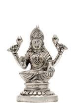 Brass Silver Coated Ganesh Laxmi Saraswati Idols - Detailed Carving - 4.65 Inch - Image 29