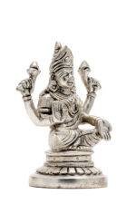 Brass Silver Coated Ganesh Laxmi Saraswati Idols - Detailed Carving - 4.65 Inch - Image 32