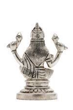 Brass Silver Coated Ganesh Laxmi Saraswati Idols - Detailed Carving - 4.65 Inch - Image 31