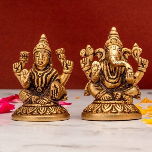 Brass Superfine Ganesh Laxmi Idol - 2.75 Inch