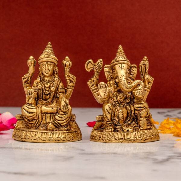 Brass Superfine Ganesh Laxmi Idol - 2.5 Inch