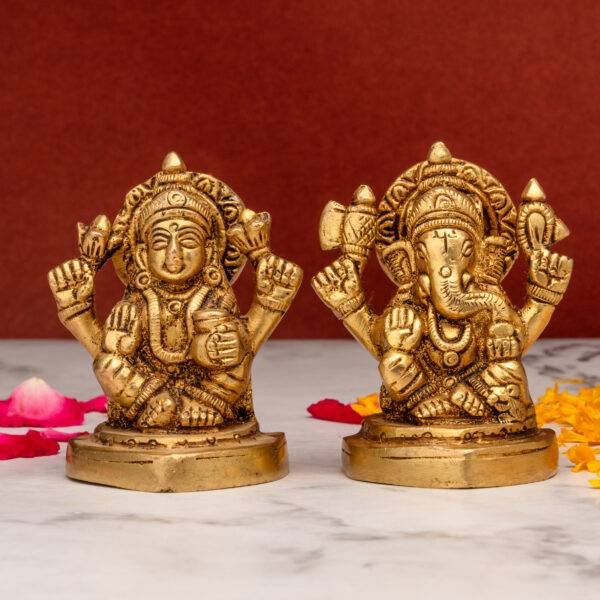 Brass Superfine Ganesh Laxmi Idol - 2.5 Inch