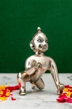 Brass Silver-Coated Superfine Bal Gopal Kanha - 4.75 Inches - Image 4