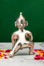 Brass Silver-Coated Superfine Bal Gopal Kanha - 4.75 Inches - Image 3