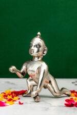 Brass Silver-Coated Superfine Bal Gopal Kanha - 4.75 Inches - Image 2