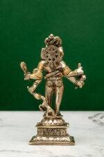 Brass Silver-Coated Superfine Standing Bhairo Baba Idol- 4.75 Inches - Image 3