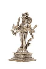 Brass Silver-Coated Superfine Standing Bhairo Baba Idol- 4.75 Inches - Image 6