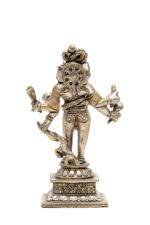 Brass Silver-Coated Superfine Standing Bhairo Baba Idol- 4.75 Inches - Image 7