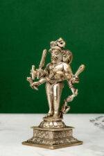 Brass Silver-Coated Superfine Standing Bhairo Baba Idol- 4.75 Inches - Image 2
