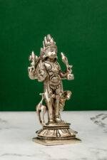 Brass Silver-Coated Superfine Standing Bhairo Baba Idol- 5.5 Inches - Image 2