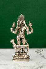 Brass Silver-Coated Superfine Standing Bhairo Baba Idol- 5.5 Inches - Image 4