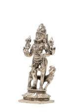 Brass Silver-Coated Superfine Standing Bhairo Baba Idol- 5.5 Inches - Image 7